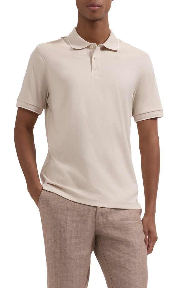 ブガッチ メンズ トップス スポーツシャツ 綿織物 Bugatchi Tipped Pima Cotton Piqu Polo Almond トップス-ポロシャツ-メンズファッション