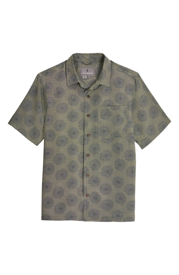ロイヤルロビンズ メンズ トップス シャツ ポリエステル ROYAL ROBBINS Camino Pucker Short Sleeve Recycled Polyester Button-Up Shirt Olive Ray オリーブ