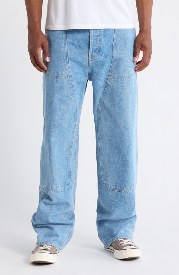 ブレインデッド メンズ ボトムス デニムパンツ ストレート ジーンズ Brain Dead Straight Leg Jeans Light Washed Indigo インディゴ