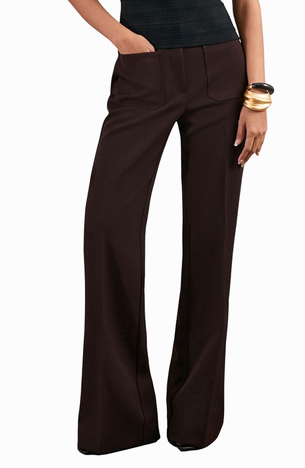 レイス レディース ボトムス レギンス ワイドレッグ パンツ Reiss Priya Patch Pocket Wide Leg Pants Chocolate Brown ブラウン