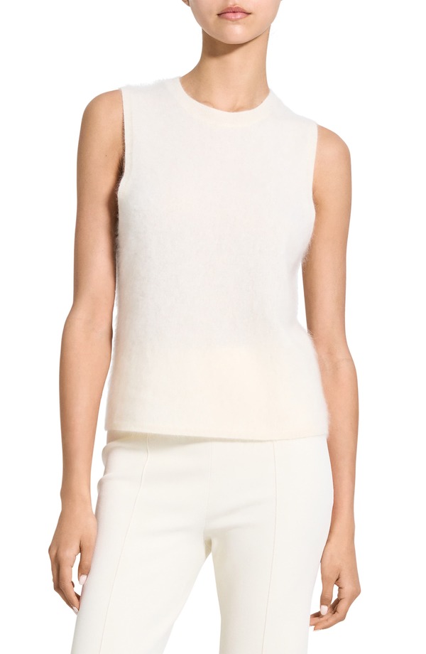 行動論理 レディース アウター パーカー・スウェット プルオーバー ノースリーブ Theory Cashmere Sleevelessweater Ivory 象牙色