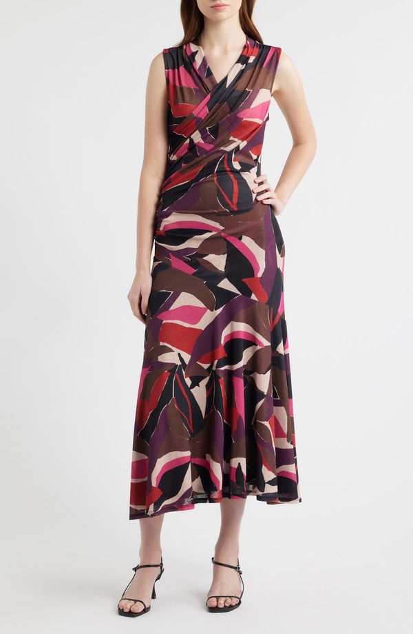レイルズ レディース トップス 衣装 刷り上げる midi Rails Vanyabstract Print Faux Wrap Midi Dress Paradise