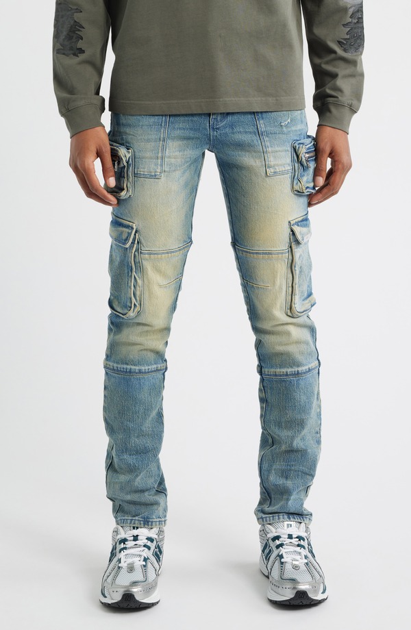 アールティーエー メンズ ボトムス デニムパンツ ジーンズ RtA Slate Cargo Skinny Jeans Muddy Sky スレート｜ReVida 店