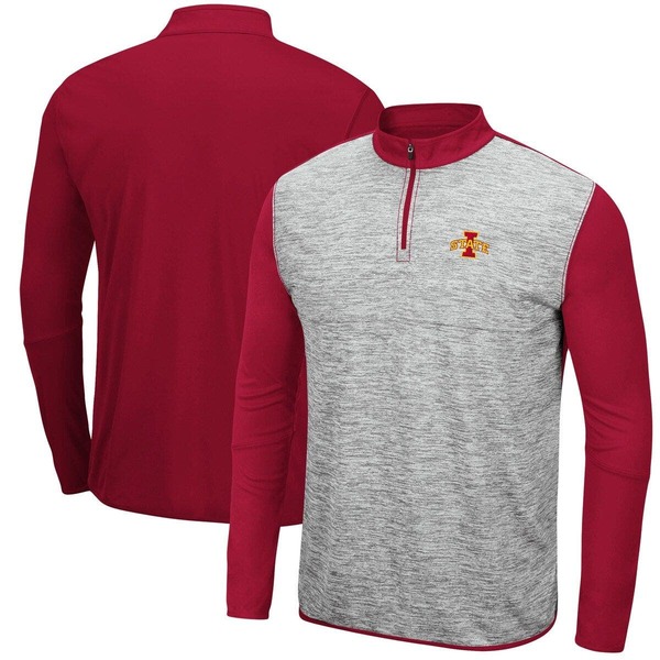 円形劇場 メンズ アウター 上衣・上衣 Men\u0027s Colosseum Heathered Gray/Cardinal Iowa State Cyclones Prospect Quarter-Zip Jacket Heather Gray 薄墨色