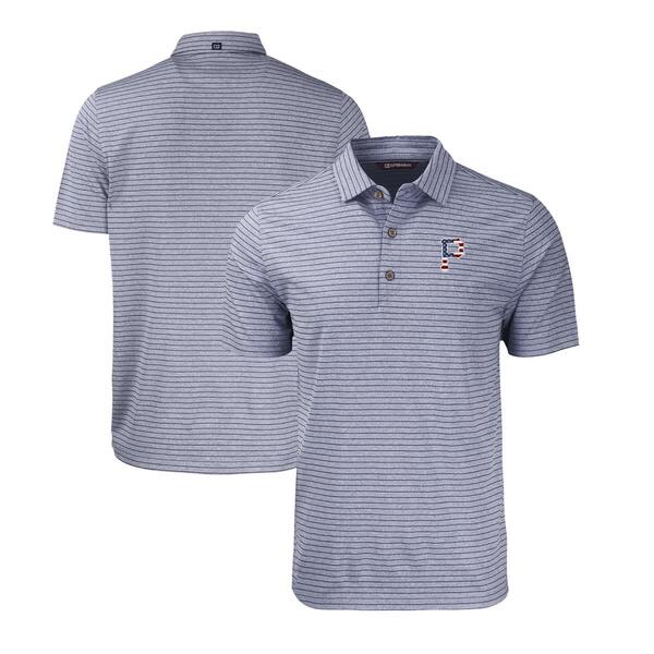 カッターアンドバック メンズ トップス シャツ トール Men's Cutter & Buck Heather Navy Pittsburgh Piratestars & Stripes Big & Tall Forgeco Heather Stripe Stretch Recycled Polo Heather Navy ヘザー｜ReVida 店