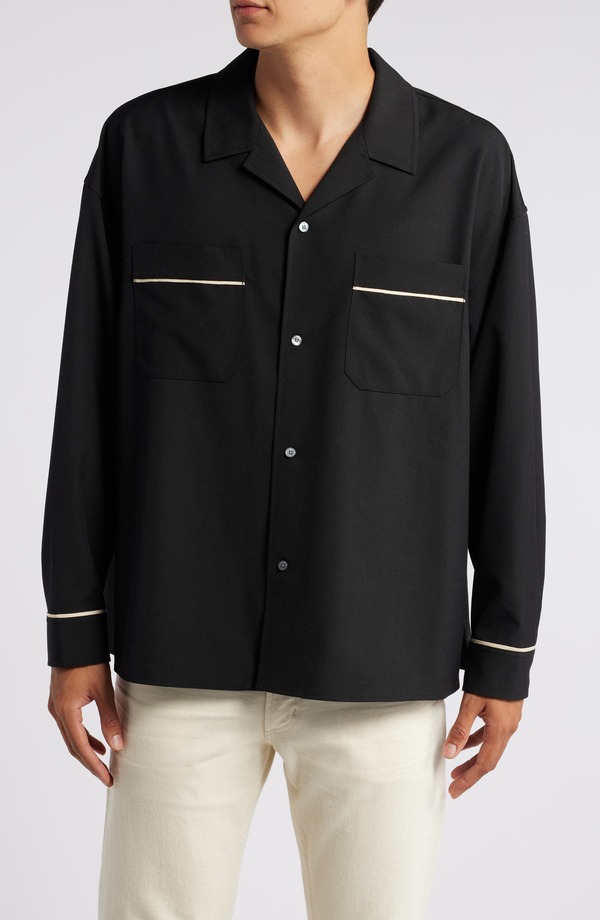 フレーム メンズ トップス シャツ FRAME Long Sleeve Camp Shirt Black ブラック｜ReVida 店