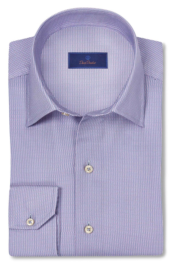 デイビッドドナヒュー メンズ トップス シャツ プリント Davidonahue Micro Texture Print Sport Shirt Blue/ Purple ブルー