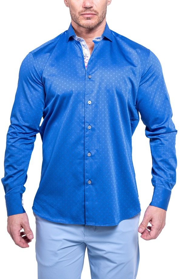 マセオ メンズ トップス プルオーバー Maceoo Einstein Resistance0102 Blue Button-Up Shirt Blue 青色 カジュアルシャツ-トップス-メンズファッション
