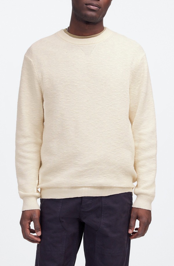 メイドウェル メンズ アウター パーカー・スウェット クルーネック セーター ニット Madewell Waffle Knit Crewneck Sweater Vintage Ivory アイボリー