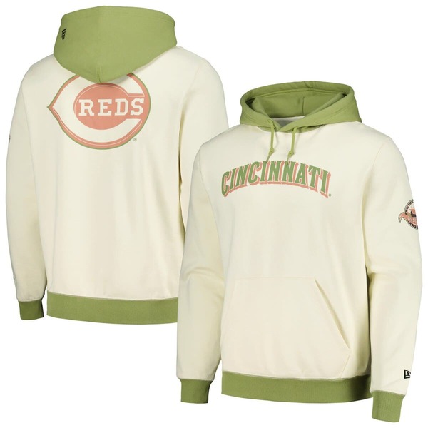 ニュー内鰓 メンズ アウター パーカー・スウェット Men\u0027s New Era Cream/Green Cincinnati Reds Color Popullover Hoodie Cream 皮膚軟化剤