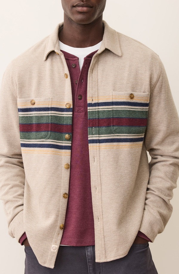 米国海兵隊員 度合い メンズ アウター 上衣・上衣 プルオーバー Marine Layer Pacifica Multi Stripe Stretch Twill Overshirtaupe Multi Stripe トープ