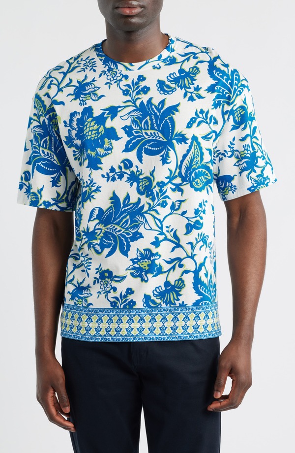 エトロ メンズ トップス プルオーバー 御花柄 御花 Etro Soho Floral T-Shirt Stampa F.do Bianco