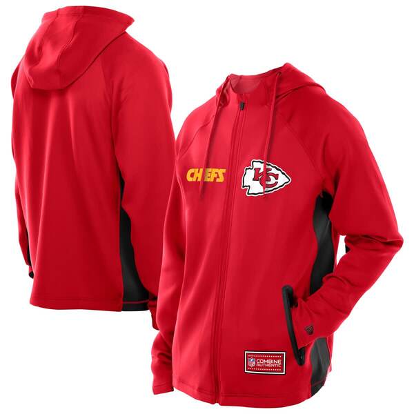 ニュー内鰓 メンズ アウター パーカー・スウェット アクアラング Men\u0027s New Era Red Kansas City Chiefs Combine Authentic Raglan Scuba Full-Zip Hoodie Red 赤いこと