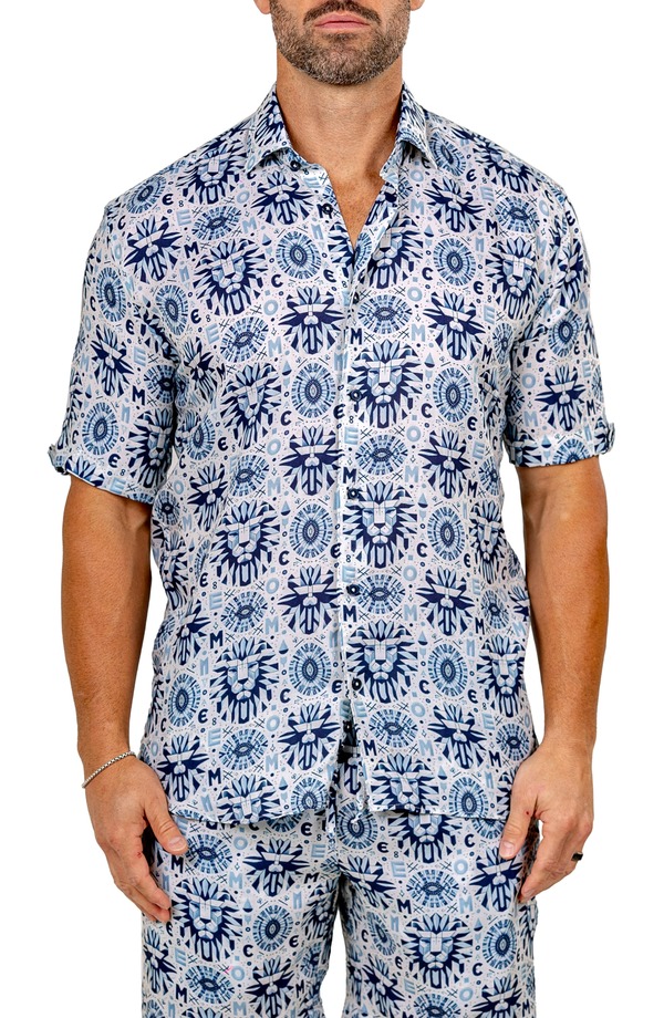 マセオ メンズ トップス プルオーバー Maceoo Galileo Marthy Short Sleeve Button-Up Shirt White 白いこと