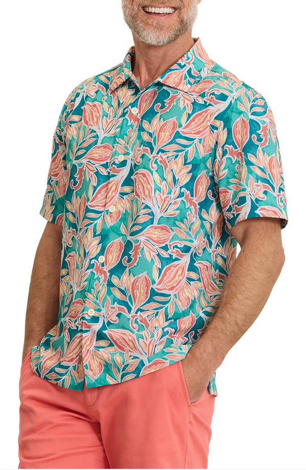 トッミーバハマ メンズ トップス プルオーバー Tommy Bahama Coast Wild Vines IslandZone Short Sleeve Button-Up Shirt Largo Teal ティール