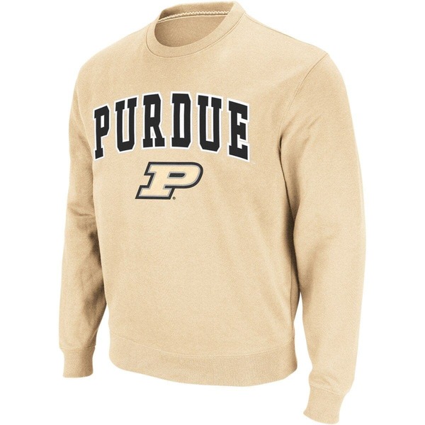 コロシアム メンズ アウター パーカー・スウェット クルーネック シャツ ロゴ Men Colosseum Gold Purdue Boilermakers Arch \u0026 Logo Crew Neck Sweatshirt Vegas Gold ゴールド