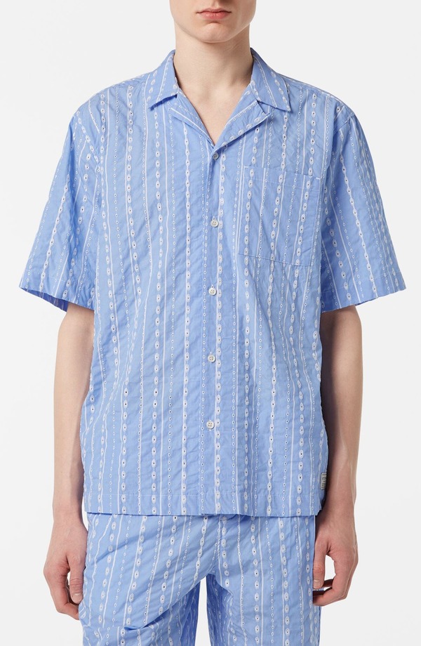 スコッチアンドソーダ メンズ トップス シャツ コットン 刺繍 Scotch \u0026 Soda Embroidered Cotton Camp Shirt Sky Blue ブルー