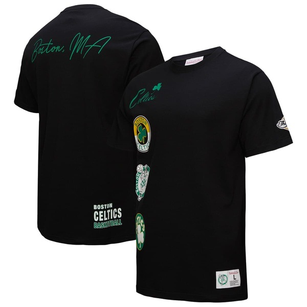 ミッチェル&ネス メンズ トップス Tシャツ ヴィンテージ Mitchell & Ness Men's Black Boston Celtics Black Out Collection Vintage Premium T-Shirt Black ブラック