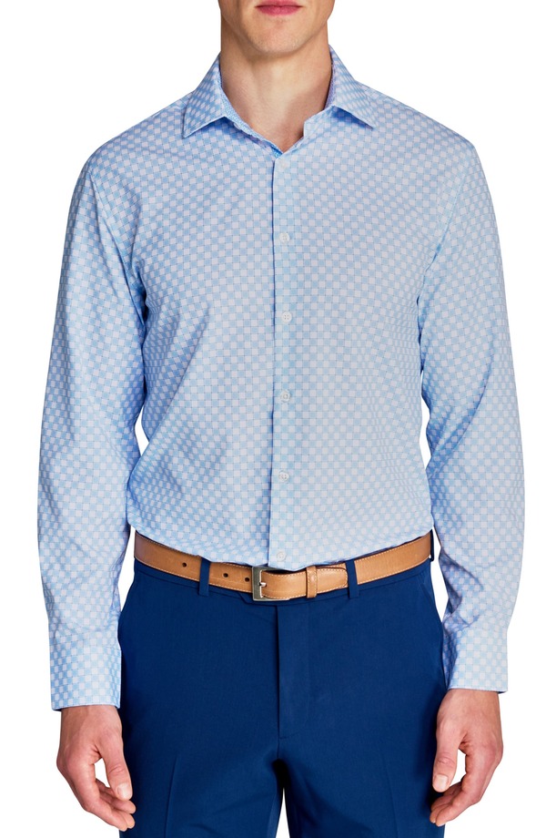ダブリューアールケー メンズ トップス プルオーバー か細い相応う 刷り上げる W.R.K Slim Fit Checker Print Performance Dresshirt White/ Blue 白いこと トップス-メンズファッション