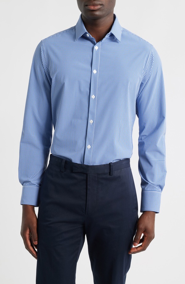 ミズンメイン メンズ トップス シャツ Mizzen+Main Leeward Trim Fit Microcheck Button-Up Shirt Cobalt Gingham コバルト