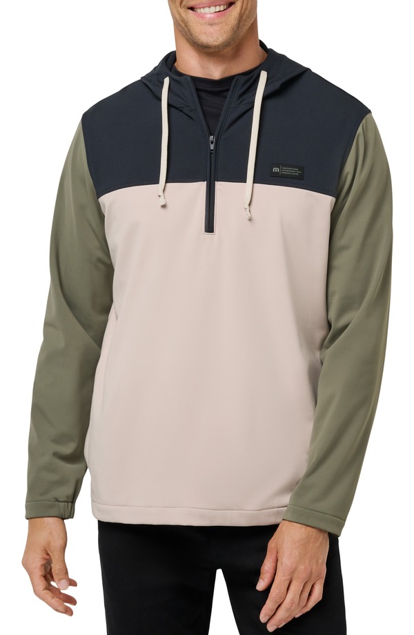 トラビスマヒュー メンズ アウター パーカー・スウェット ハーフジップ カラーブロック TravisMathew Brrrr Season Colorblock Half Zip Hoodie Black Multi ブラック