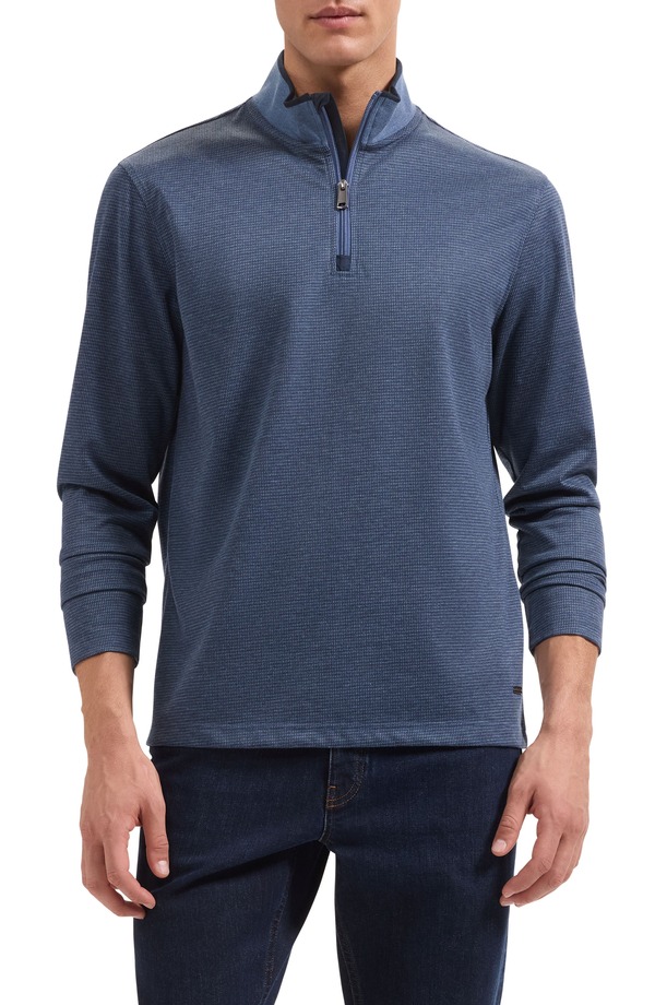 ブガッチ メンズ アウター パーカー・スウェット ハーフジップ Bugatchi Softouch Quarter Zipullover Cobalt コバルト｜ReVida 店