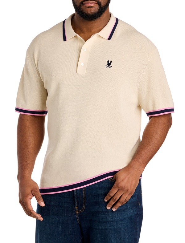 サイコバニー メンズ トップス ポロシャツ トール ニット Psycho Bunny Big & Tall Knit Polo Shirt Pristine