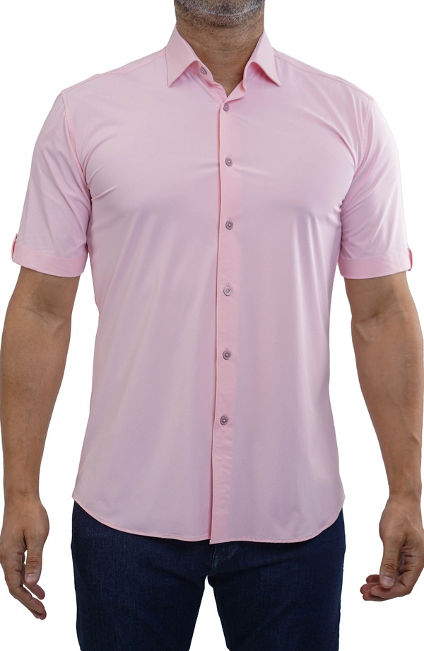 マセオ メンズ トップス シャツ Maceoo Galileo Stretchcore Short Sleeve Performance Button-Up Shirt Pink ピンク