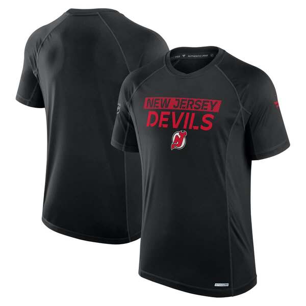 ファナティクス メンズ トップス Tシャツ ジャージー Men's Fanatics Black New Jersey Devils Authentic Pro Rink Tech T-Shirt Black ブラック｜ReVida 店