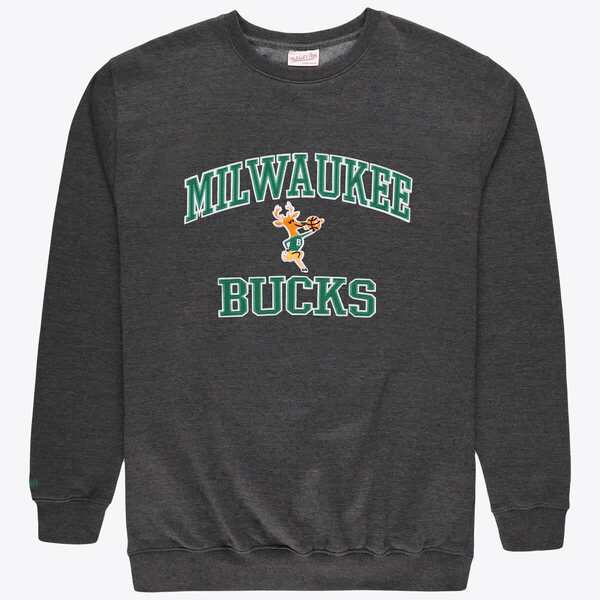 ミッチェル\u0026ネス メンズ アウター パーカー・スウェット 労働者の一団のど首 トール プルオーバー Men\u0027s Mitchell \u0026 Ness Heather Charcoal Milwaukee Bucks Hardwood Classics Big \u0026 Tall Crewneck Sweatshirt Heather Charcoal 濃灰色