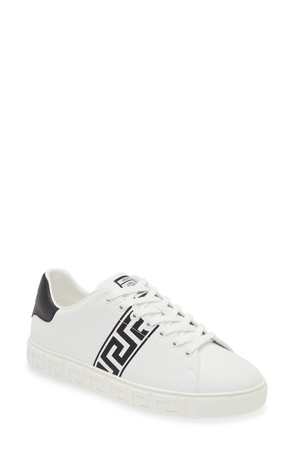 ヴェルサーチ メンズ シューズ スニーカー Versace Barocco Greca Jacquard Low Top Sneaker 2W020-White Black 白いこと
