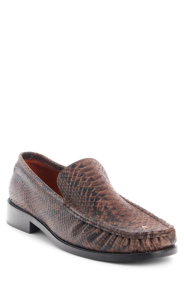 アクネ ストゥディオズ メンズ シューズ スリッポン・ローファー 刷り上げる Acne Studios Python Print Loafer Brown 赤銅色