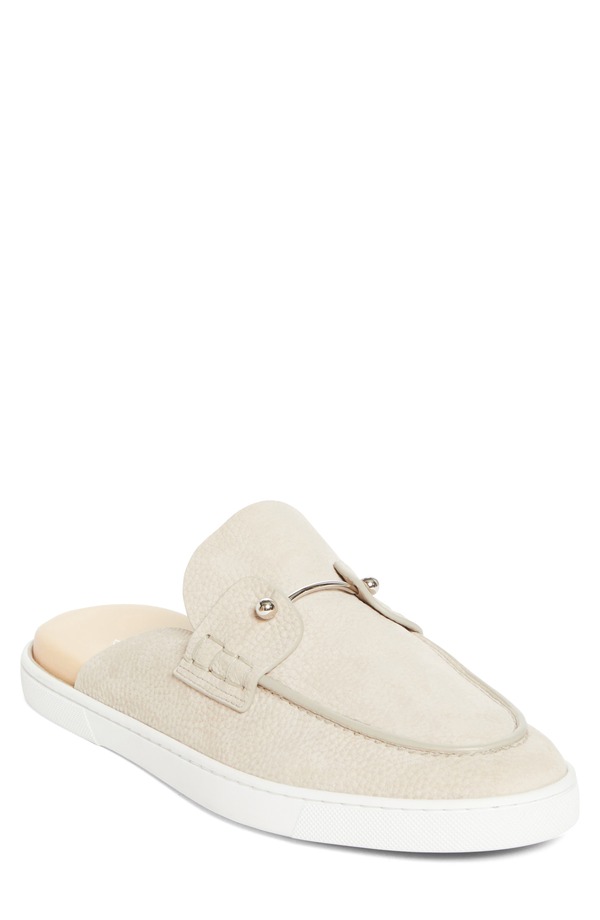 クリスチャン・ルブタン メンズ シューズ スリッポン・ローファー Christian Louboutin Chanme Pierced Loafer Mule Beige ベージュ