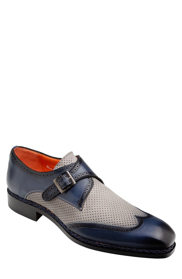 メズラン メンズ シューズ モンクストラップ モンク Mezlan Blanes Monk Strap Shoe Blue/ Grey 薄墨色