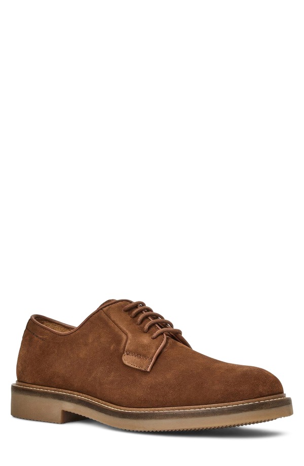 アクアタリア メンズ シューズ 力くらべ Aquatalia Placido Plain Toe Derby Cognac Suede