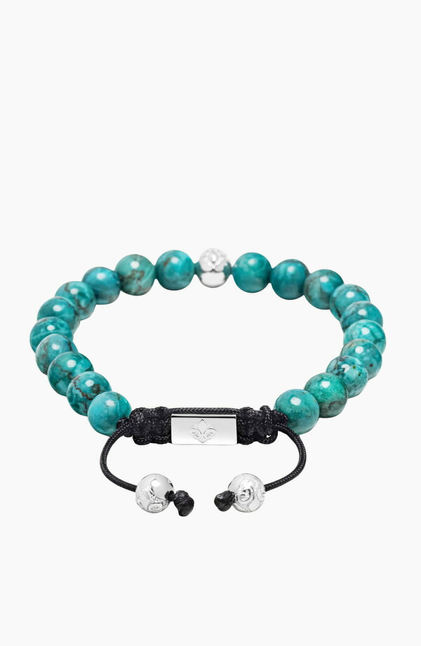 ナイアヤラ メンズ 付属物 ブレスレット・バングル・アンクレット Nialaya Turquoise and Sterling Silver Beaded Braceleturquoise 青緑色