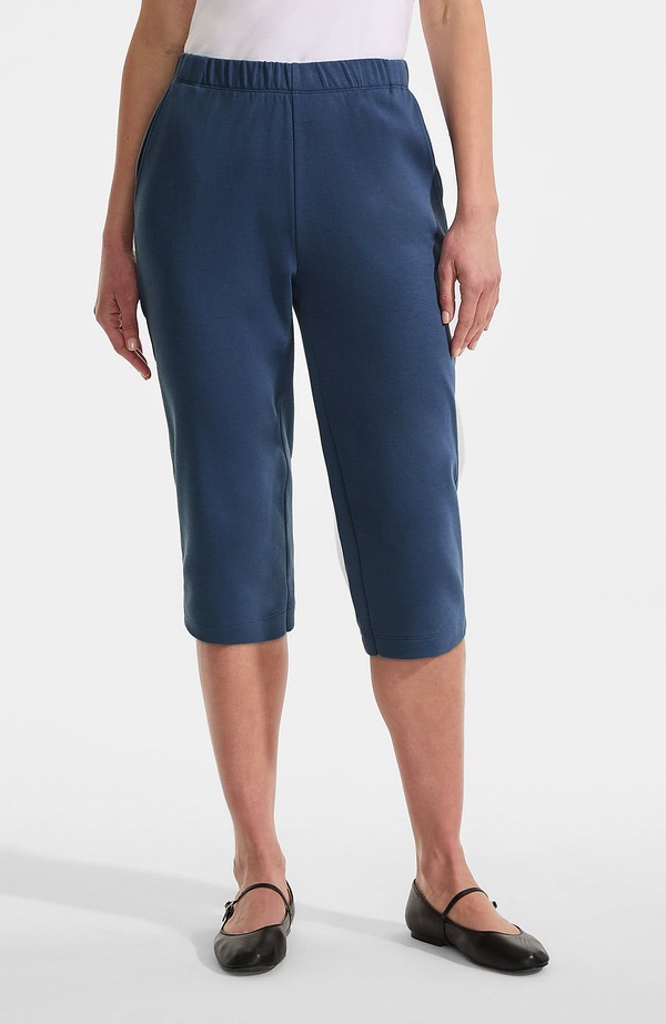 ランズエンド レディース ボトムス ハーフパンツ・ショーツ キャップ ニット Lands' End Sport Knit High Riselastic Waist Capri Pants Nightfall Blue ブルー