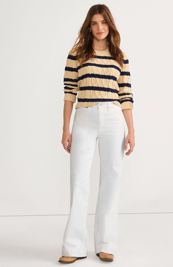 ランズエンド レディース ボトムス デニムパンツ ワイドレッグ ジーンズ Lands' End High Rise Wide Leg Denim Jeans White ホワイト|ReVida 店