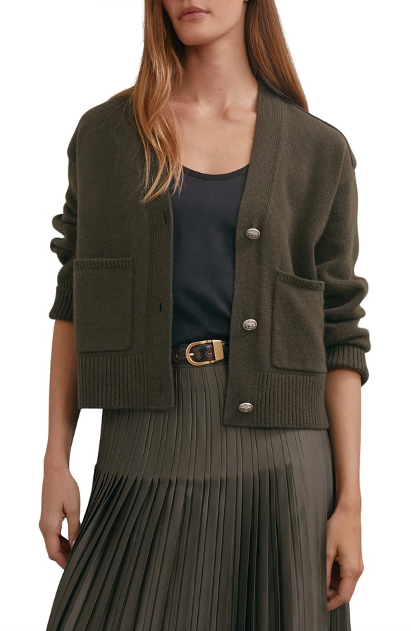 レイス レディース アウター パーカー・スウェット 羊毛 ジレー Reiss Maya Wool \u0026 Cashmere Cardigan Khaki Green 緑であること