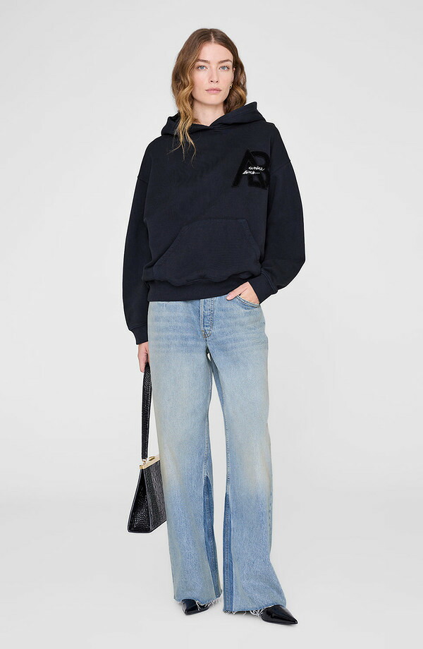 アニービン レディース アウター パーカー・スウェット ANINE BING Letterman Jaci Hoodie Vintage Black 黒いこと