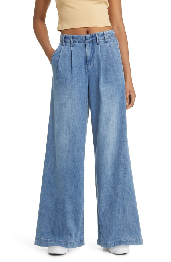 1822 デニム レディース ボトムス デニムパンツ ワイドレッグ ハイウエスト プリーツ ジーンズ 1822 Denim Pleated High Waist Super Wide Leg Jeans Tilt