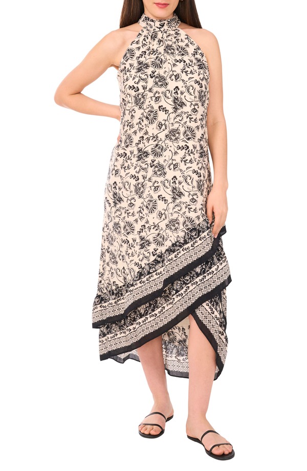 ヴィンスカムート レディース トップス ワンピース プリント ノースリーブ マキシ Vince Camuto Print Sleeveless High-Low Maxi Dress Rich Black ブラック