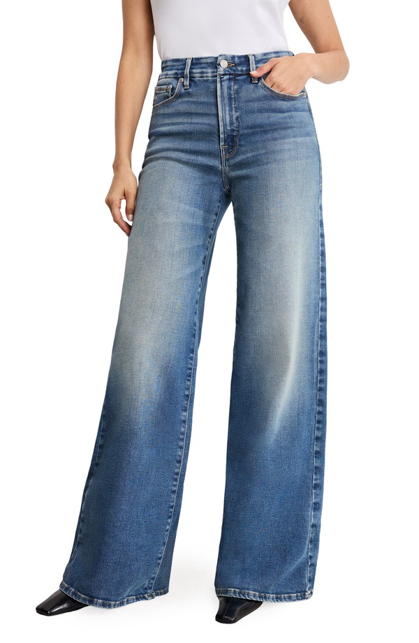 好ましいアメリカン レディース ボトムス ジーンズズボン下 ワイドレッグ ご機嫌酉の方角 デニム Good American Good Waist High Waist Wide Leg Palazzo Jeans Indigo986