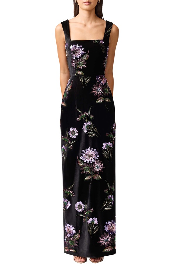 エリアット レディース トップス ワンピース ベルベット Elliatt Clio Embellished Velvet Sheath Gown Black Multi ブラック 57,640円