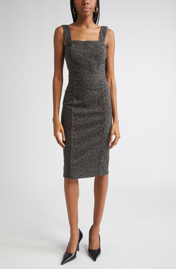 レイミー ブルック レディース トップス ワンピース コットン デニム Ramy Brook Tamera Cotton Blendenim Sheath Dress Deep Olive Animal オリーブ