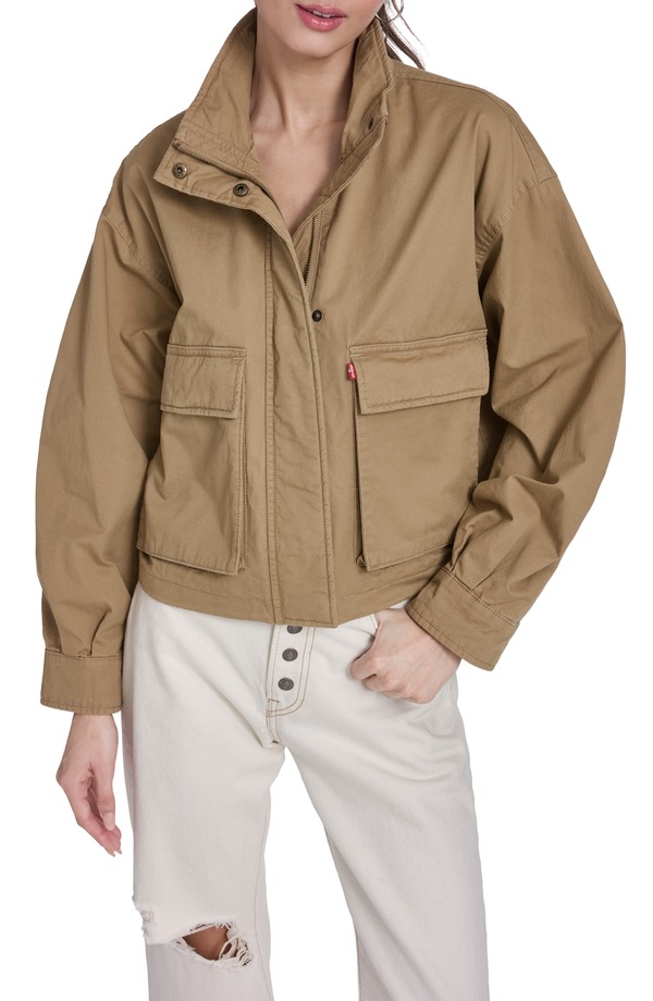 リーバイス レディース アウター ジャケット・ブルゾン プラスサイズ Levi's Crop Surplus Jacket Ecru エクリュ