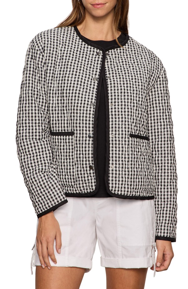 サンクチュアリー レディース アウター ジャケット・ブルゾン ギンガムチェック キルティング コットン ギンガム Sanctuary Gingham Quilted Cotton Blend Jacket Black ブラック|ReVida 店