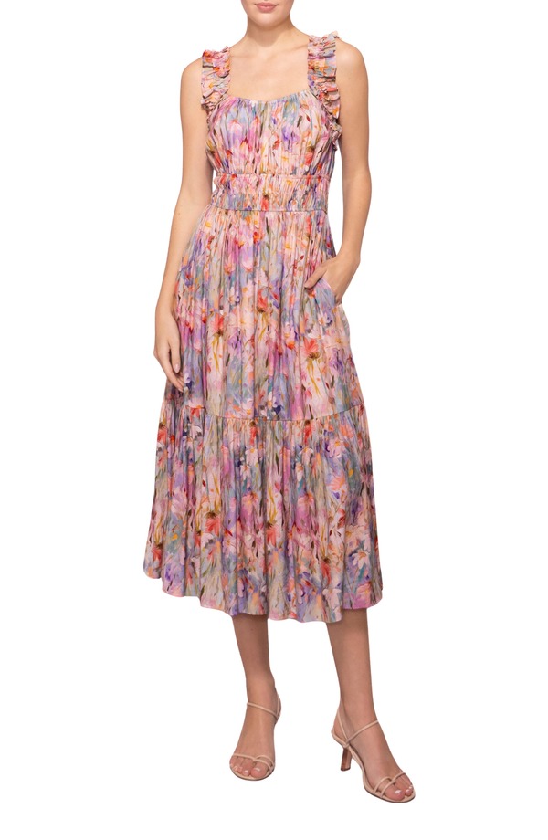 メロデイ レディース トップス 衣装 ティアード 御花柄 ギャザー 御花 MELLODAY Floral Ruched Tieredress Abstract Multi マルチ色つや