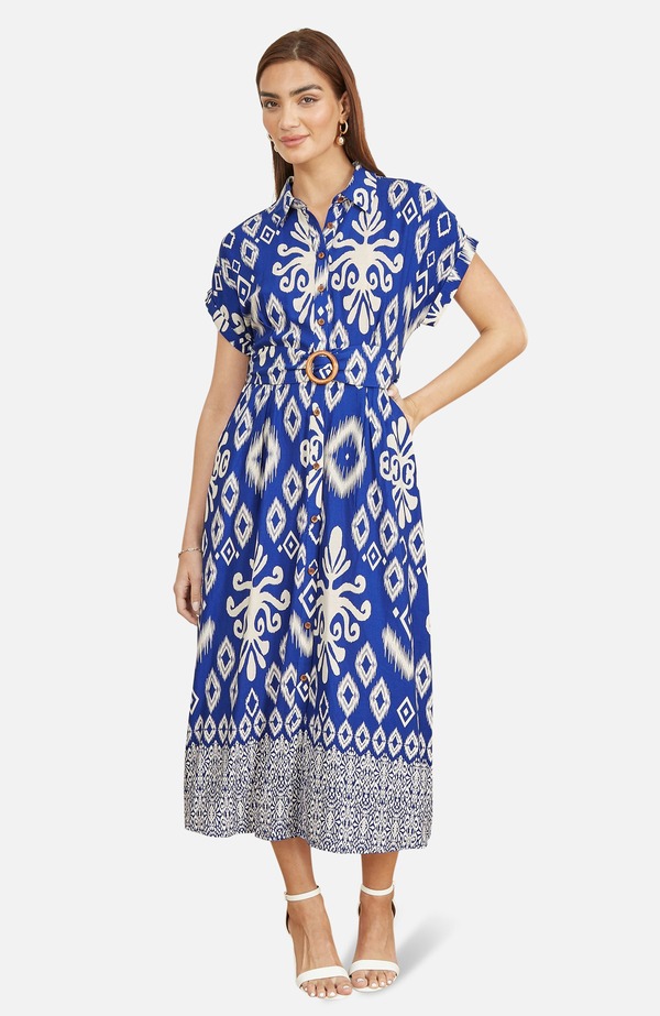 ユミキム レディース トップス ワンピース プリント ミディ シャツ Yumi Geo Print Relaxed Midi Shirt Dress Blue ブルー 27,820円