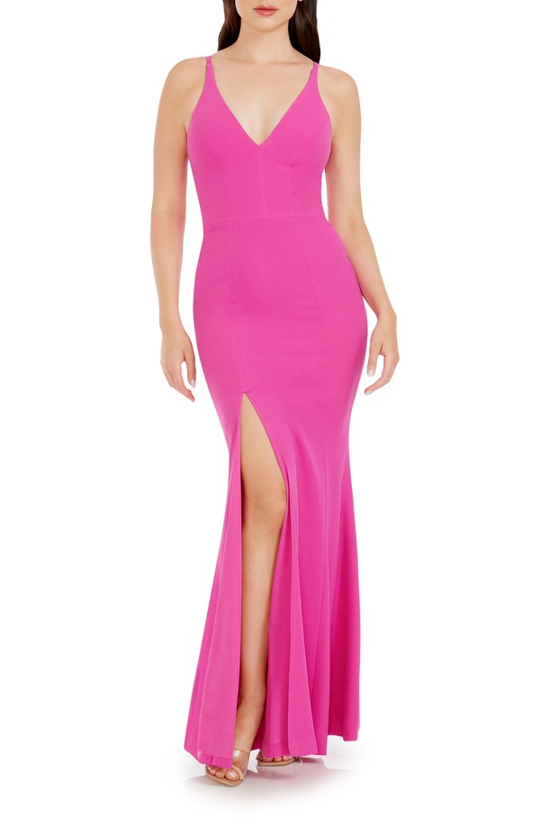 ドレスザポプレーション レディース トップス ワンピース クレープ Dress the Population Irislit Crepe Gown Bright Fuchsia フューシャ